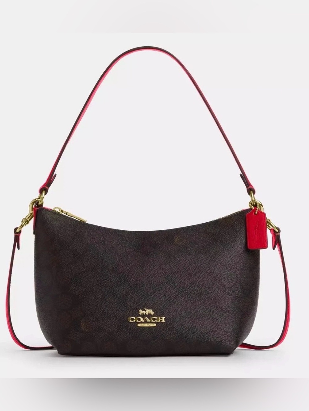 NWT COACH Zip Top Shoulder Bag In Signature Canvas